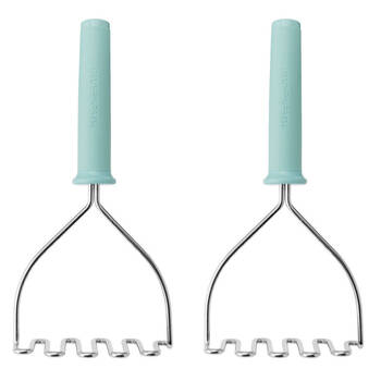 2PK KitchenAid Soft Grip Metal Masher Cooking Utensil - Mineral Water
