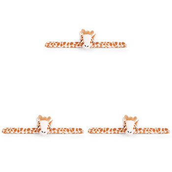 3PK Living Nature Plush Snap Bands Safari Faces 5.5x29cm - Assorted 18m+