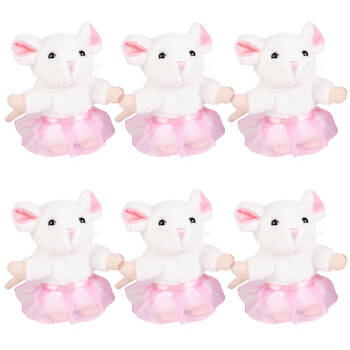 6PK Living Nature Play Tutu Mice Plush Toy 12cm - Assorted 0y+