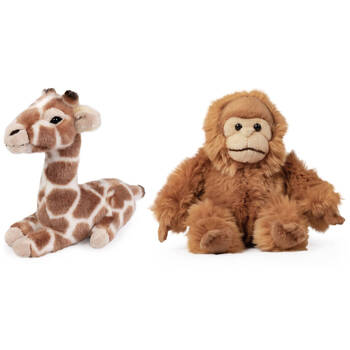2pc Living Nature Orangutang Small and Lying Giraffe Calf Plush Toy Set 0y+