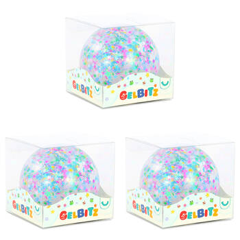 3PK Keycraft Gelbitz Glitter Ball Squeeze Ball Large 8cm - Assorted