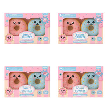 4PK 2pc Keycraft Sprinkle Squeeze Donut Kids Sensory Toy Blue And Pink