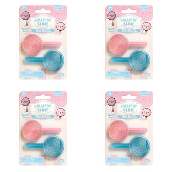 4x 2pc Keycraft Lollipop Shaped Slime Kids Sensory Toy Blue And Pink