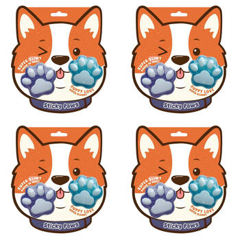 4x 2pc Keycraft Paw Shaped Sticky Slime Kids/Children's Sensory Toy Multicoloured;