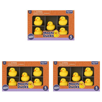 3x 5pc Keycraft Squeezy Mochi Ducks Kids/Childrens Sensory Toy Yellow