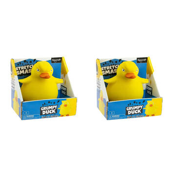 2PK Keycraft Stretch and Smash Grumpy Duck Kids Sensory Toy Yellow
