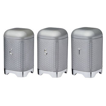 3pc Kitchencraft Lovello Geometric Sugar/Tea/Coffee Canister Combo Set