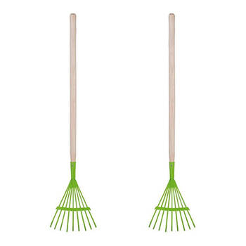 2PK Esschert Design Kids/Children's Lawn Rake Pretend Play Gardening Toy Green