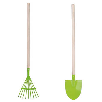 Esschert Design Kids Lawn Rake & Spade Pretend Play Gardening Toy Combo Set