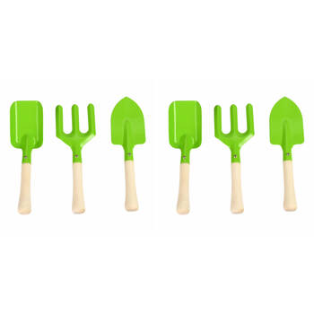 2x 3pc Esschert Design Kids Garden Tool Set Pretend Play Gardening Toy Green