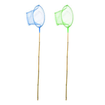 2pc Esschert Design Kids/Children's Bamboo Fishing Net Outdoor Toy Blue/Green