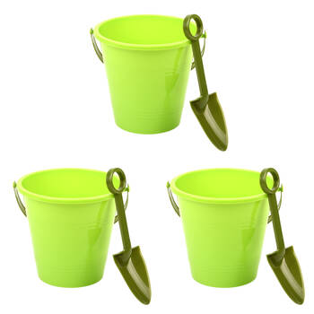 3PK Esschert Design Kids/Children's Bucket w/ Handle & Spade Light Green