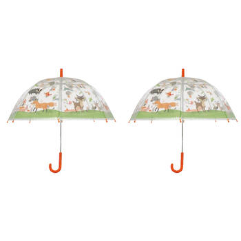 2PK Esschert Design Children's Umbrella Forest Animals Transparent Automatic