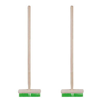 2PK Esschert Design Kids Sized Wooden Broom Pretend Gardening Toy 80cm Green
