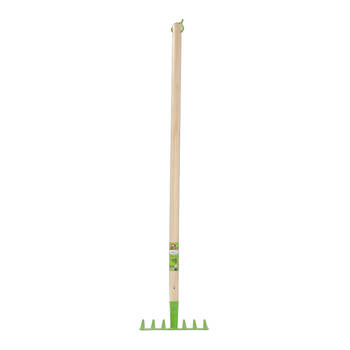 Esschert Design Children's Wooden Mild Steel Rake Gardening Toy 80.5cm Green