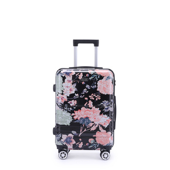 Kate Hill Bloom Luggage Small Wheeled Trolley Hard Suitcase Floral 53L