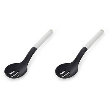 2PK KitchenAid Classic Slotted Nylon Cooking Spoon/Kitchen Utensil Porcelain White