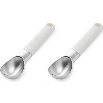 2PK KitchenAid Classic Metal Ice Cream Scooper Cooking Utensil Porcelain White