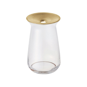 Kinto Luna Glass 13cm Flower Vase w/ Brass Lid Large - Clear
