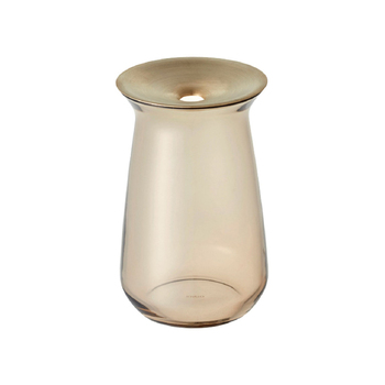 Kinto Luna Glass 13cm Flower Vase w/ Brass Lid Large - Brown
