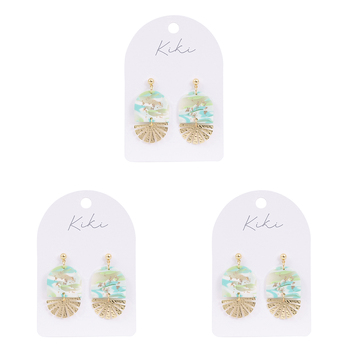 3PK Splosh KiKi Aqua Shimmer Earrings Women Fashion Jewellery 5cm 