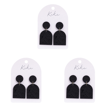 3PK Splosh KiKi Black Geo Earrings Women Fashion Jewellery 7cm