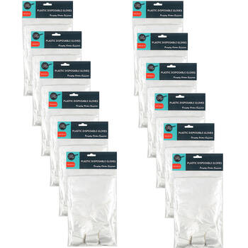12x 125pc Topchef Disposable Single-Use Plastic Kitchen Gloves Set Clear