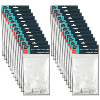 24x 125pc Topchef Disposable Single-Use Plastic Kitchen Gloves Set Clear