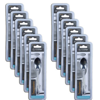 12x 4pc Topchef Stainless Steel Teaspoons Cutlery Set 13.5cm Silver