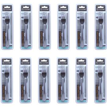 12x 4pc Topchef Stainless Steel Table Forks Cutlery Set 18cm Silver