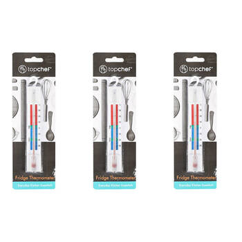 3PK Topchef Kitchen Refrigerator & Freezer Hanging Thermometer 15x3cm White