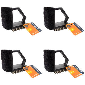 4PK Topchef 3-In-1 Multi Surface Barbeque Cleaning Brush 15cm Black