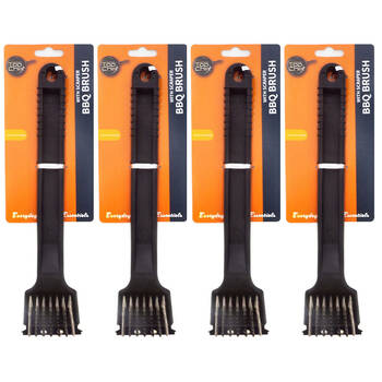 4PK Topchef Long Handle Barbeque Cleaning Brush With Scraper 30cm Black