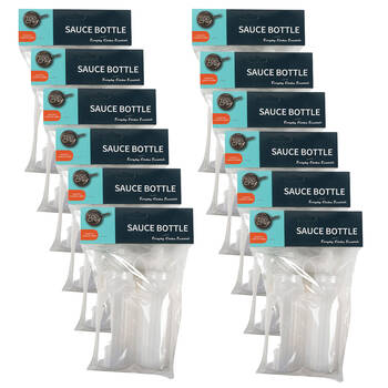 12x 2pc Topchef Condiment Sauce Dispenser Squeeze Bottles Set 300ml Clear