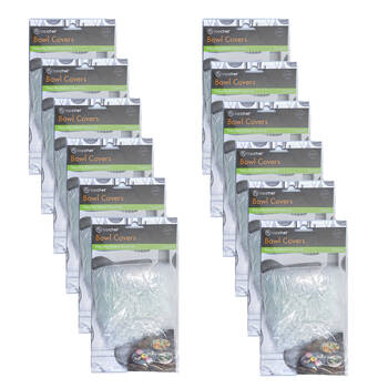 12x 10pc Topchef Round Disposable Bowl Covers Set 5-25cm Clear Assorted