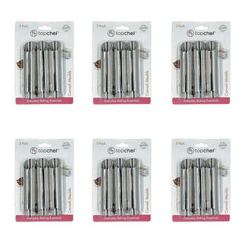 6x 3pc Topchef Stainless Steel Cannoli Moulds Baking Utensil Set Silver