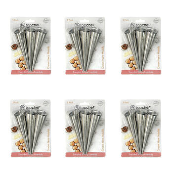 6x 3pc Topchef Stainless Steel Cream Horn Moulds Baking Utensil Set Silver