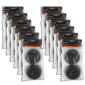 12x 2pc Topchef Heavy Duty Steel Wire Barbeque Scrubber Cleaning Set Black