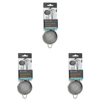 3PK Topchef Stainless Steel Mini Strainer Sieve Kitchen Utensil 8cm Silver