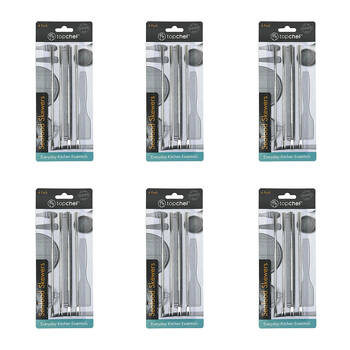 6x 4pc Topchef Stainless Steel Seafood Barbeque Skewers Set 17cm Silver
