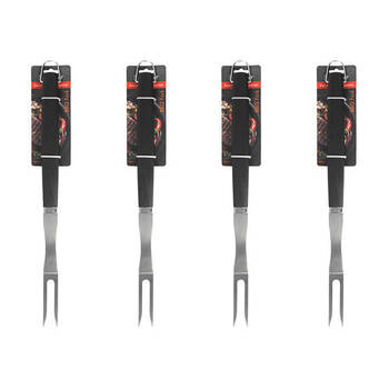4PK Topchef Stainless Steel Long Handle Barbeque Grilling Fork 46cm Black/Silver