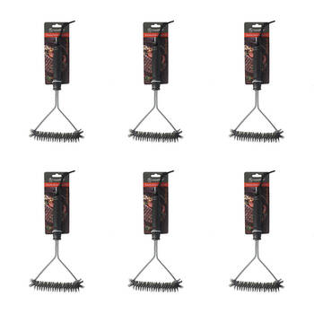 6PK Topchef Barbeque Grill Iron Wire Brush Cleaning Tool Black/Silver