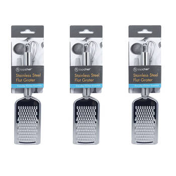 3PK Topchef Stainless Steel Grater Flat Kitchen Utensil 24cm Silver