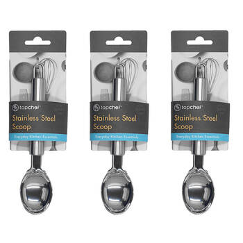 3PK Topchef Stainless Steel Scoop Spoon Kitchen Utensil 19.5cm Silver