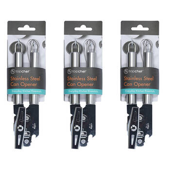3PK Topchef Stainless Steel Can Opener Kitchen Utensil 19cm Silver