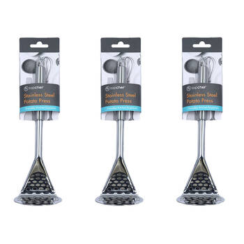 3PK Topchef Stainless Steel Potato Press Kitchen Utensil 25cm Silver