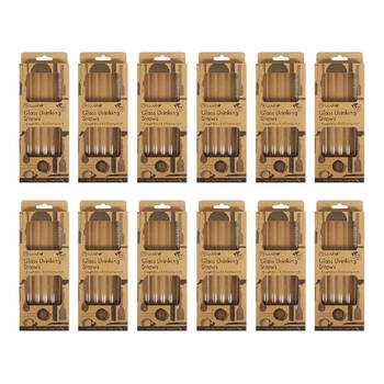60pc Topchef Re-Usable Glass Drinking Straight Straws & Brush - Clear