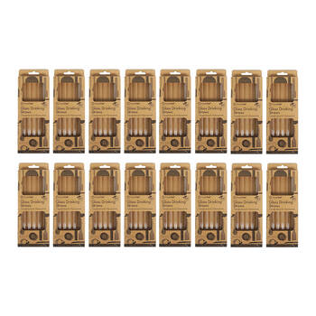 120pc Topchef Re-Usable Glass Drinking Straight Straws & Brush - Clear