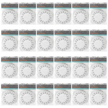 24x 100pc TopChef Paper Doilies Round Disposable Placemats 11.4cm - White