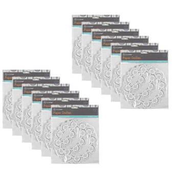12x 60pc TopChef Paper Doilies Round Disposable Placemats 16cm - White